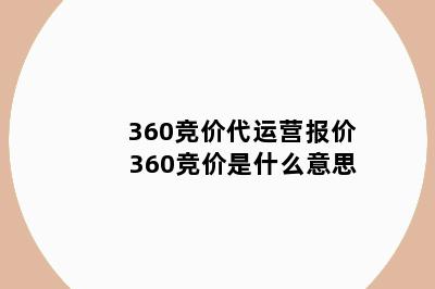 360竞价代运营报价 360竞价是什么意思